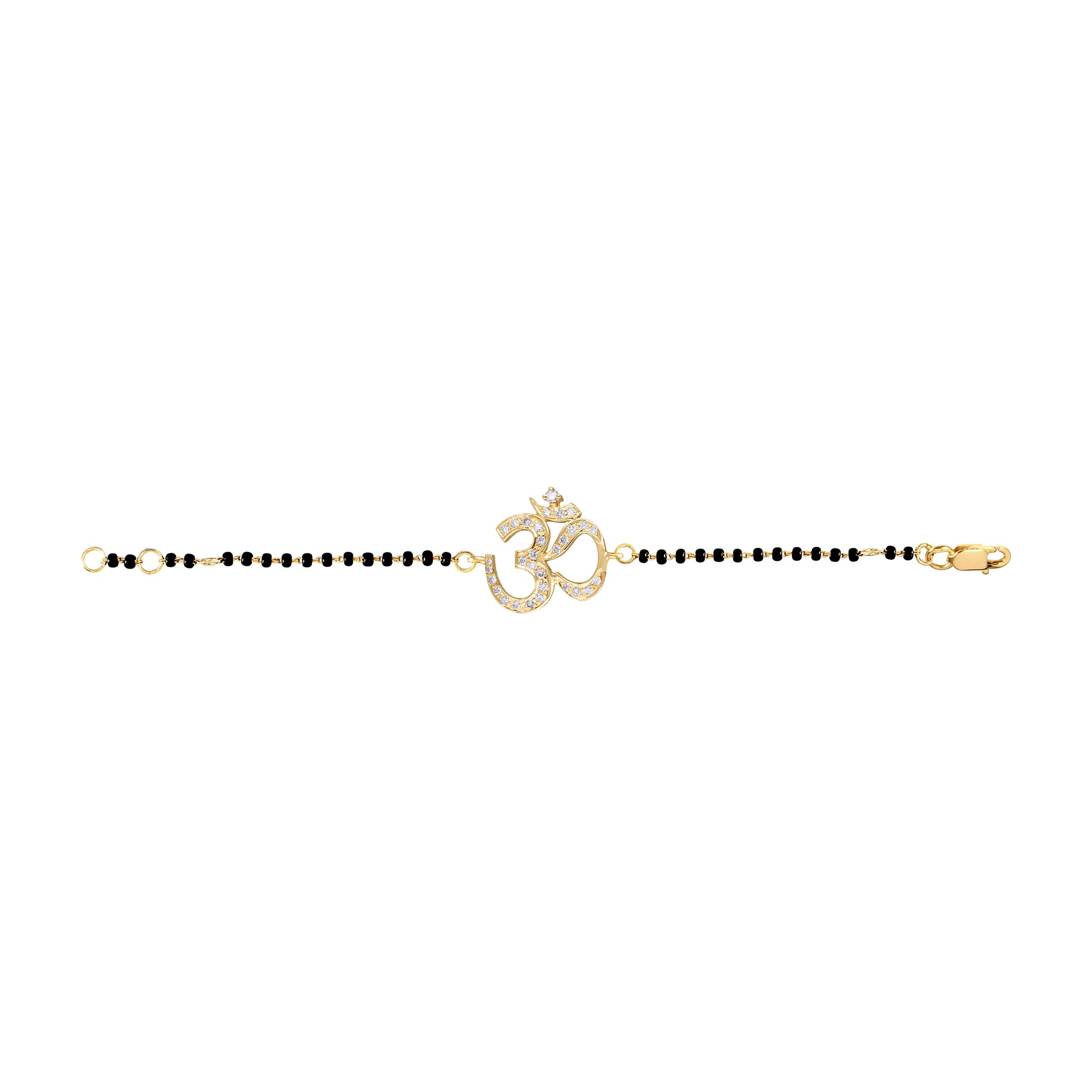 Glamorous Design Hand Made Black Om With Diamond Gold Plated Bracelet –  Soni Fashion®